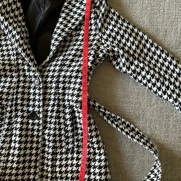 NEW Jou Jou Houndstooth Coat Black White Belted Juniors L / XL - Picture 13 of 14